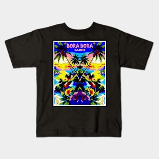 Bora Bora Tahiti Abstract Travel and Tourism Advertising Print Kids T-Shirt